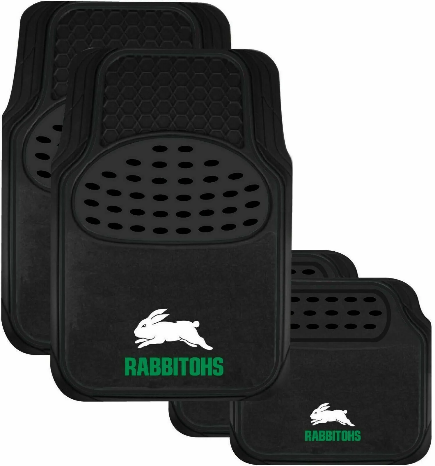 NRL Car Floor Mats - South Sydney Rabbitohs - Set Of 4 - Universal Size Fit