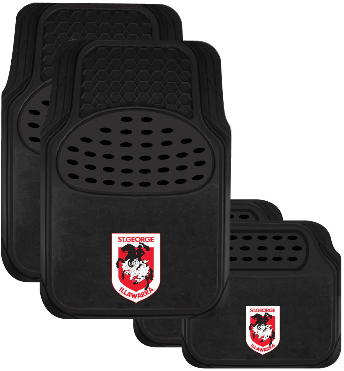 NRL Car Floor Mats - St George Illawarra Dragons - Set Of 4 - Universal Size Fit