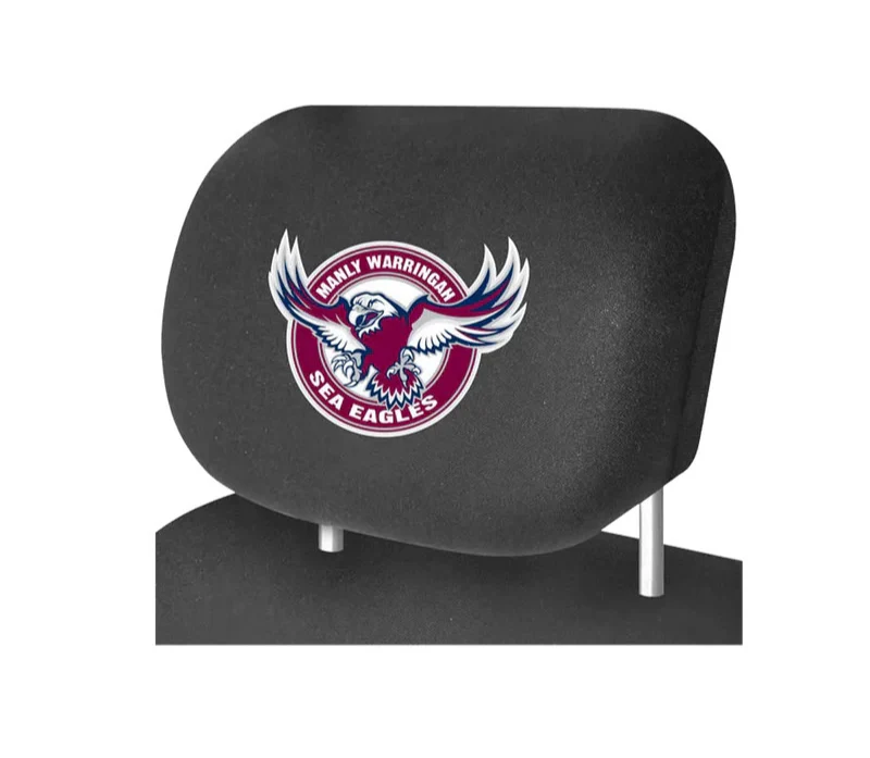 NRL Car Head Rest Cover  Manly Sea Eagles  Set Of Two Covers