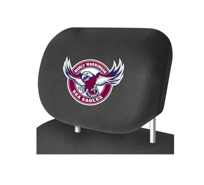 NRL Car Head Rest Cover  Manly Sea Eagles  Set Of Two Covers - Image 2