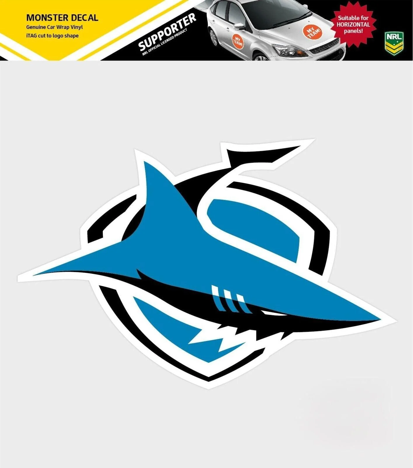 NRL Car Monster Decal - Cronulla Sharks - Sticker - Team Logo - 470mm - Image 3