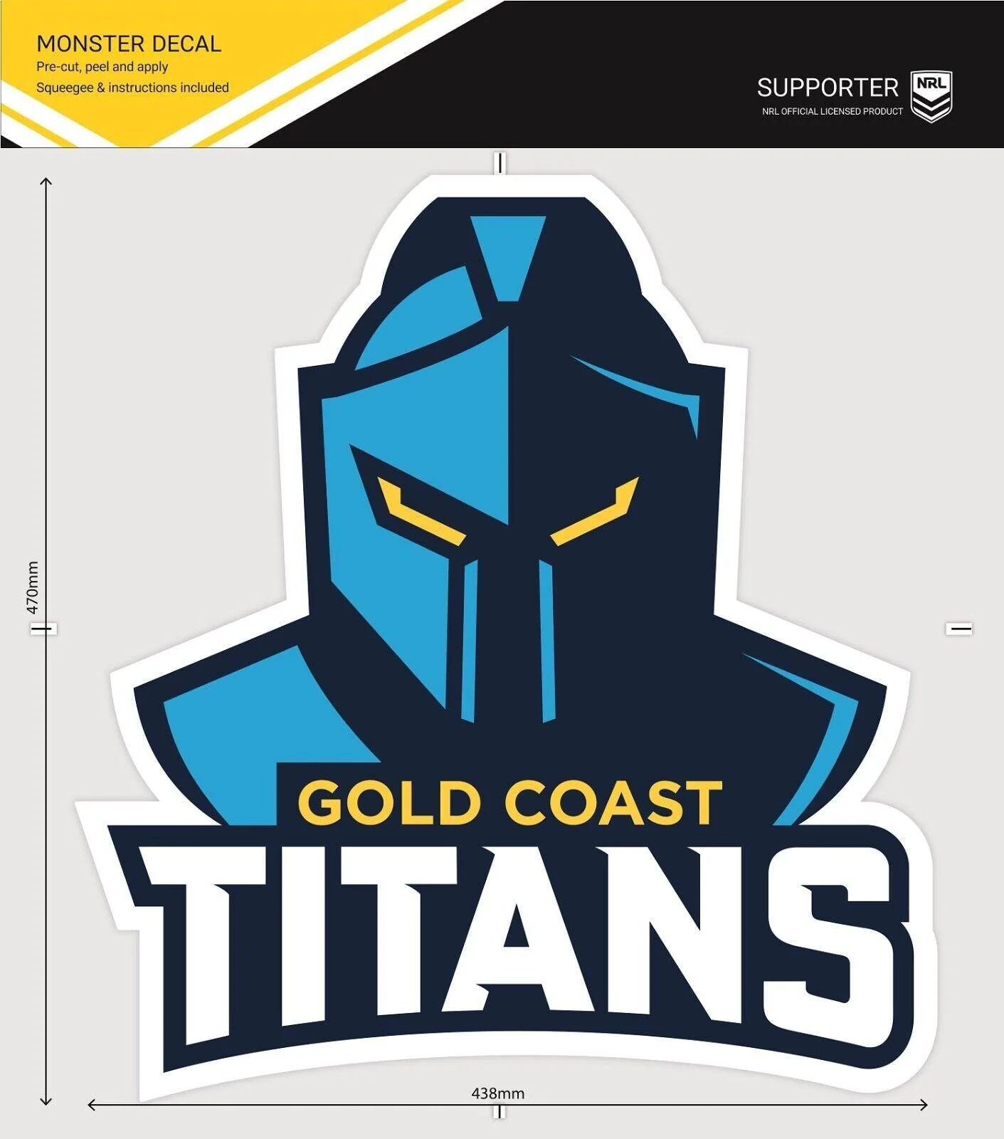 NRL Car Monster Decal - Gold Coast Titans - Sticker - Team Logo - 470mm - Image 2