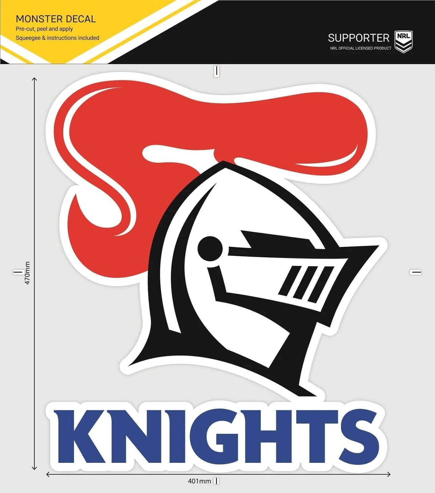 NRL Car Monster Decal - Newcastle Knights - Sticker - Team Logo - 470mm - Image 2