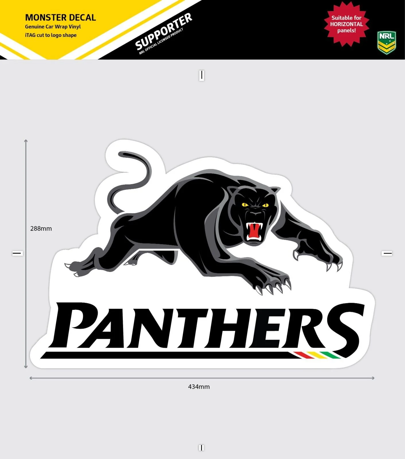 NRL Car Monster Decal - Penrith Panthers - Sticker - Team Logo - 470mm - Image 2