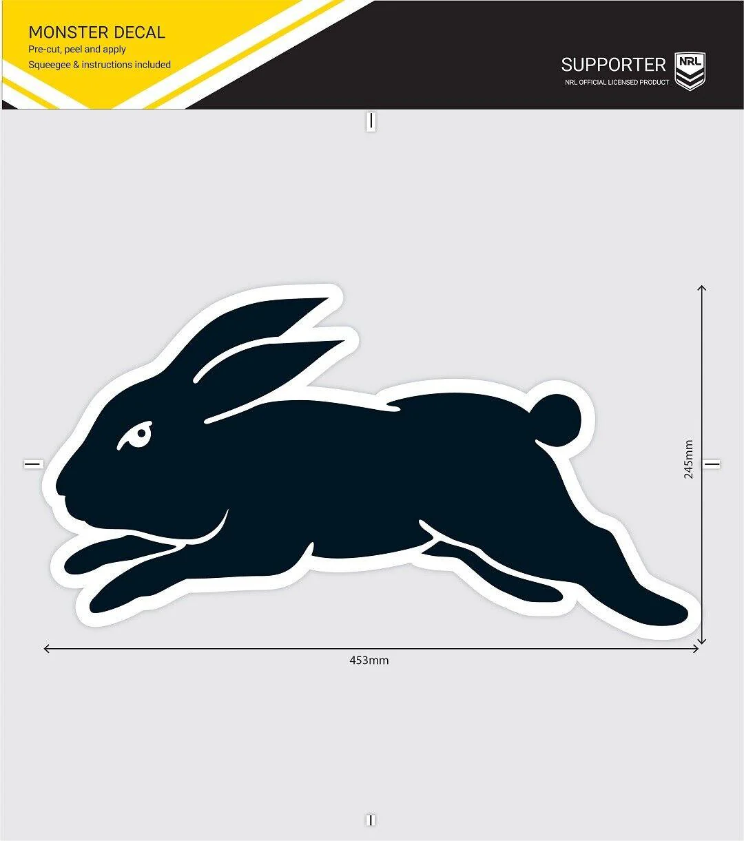NRL Car Monster Decal - South Sydney Rabbitohs - Sticker - Team Logo - 470mm - Image 2