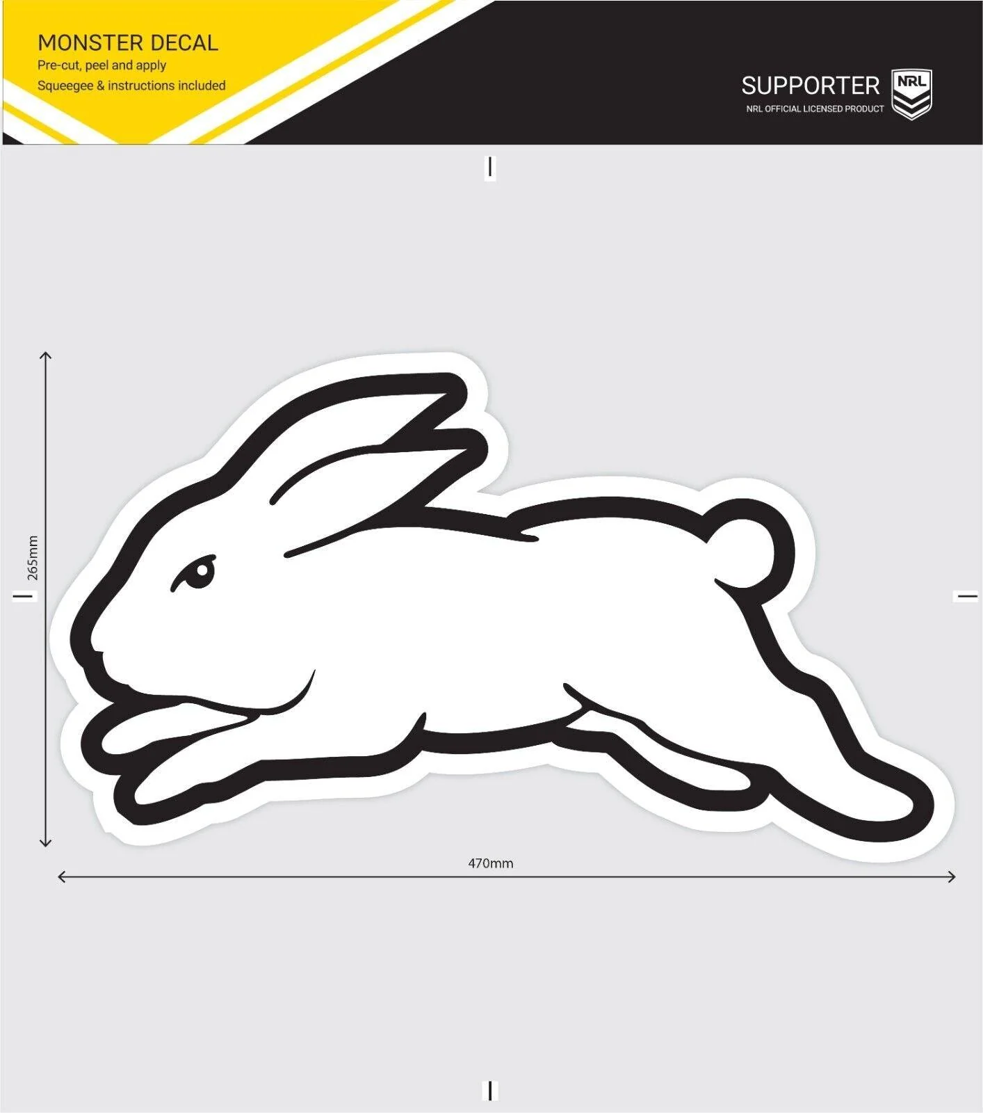 NRL Car Monster Decal - South Sydney Rabbitohs - Sticker - Team Logo - 470mm - Image 3