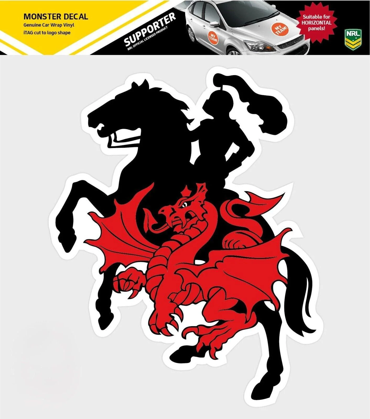 NRL Car Monster Decal - St George Illawarra Dragons - Sticker - Team Logo -470mm - Image 3