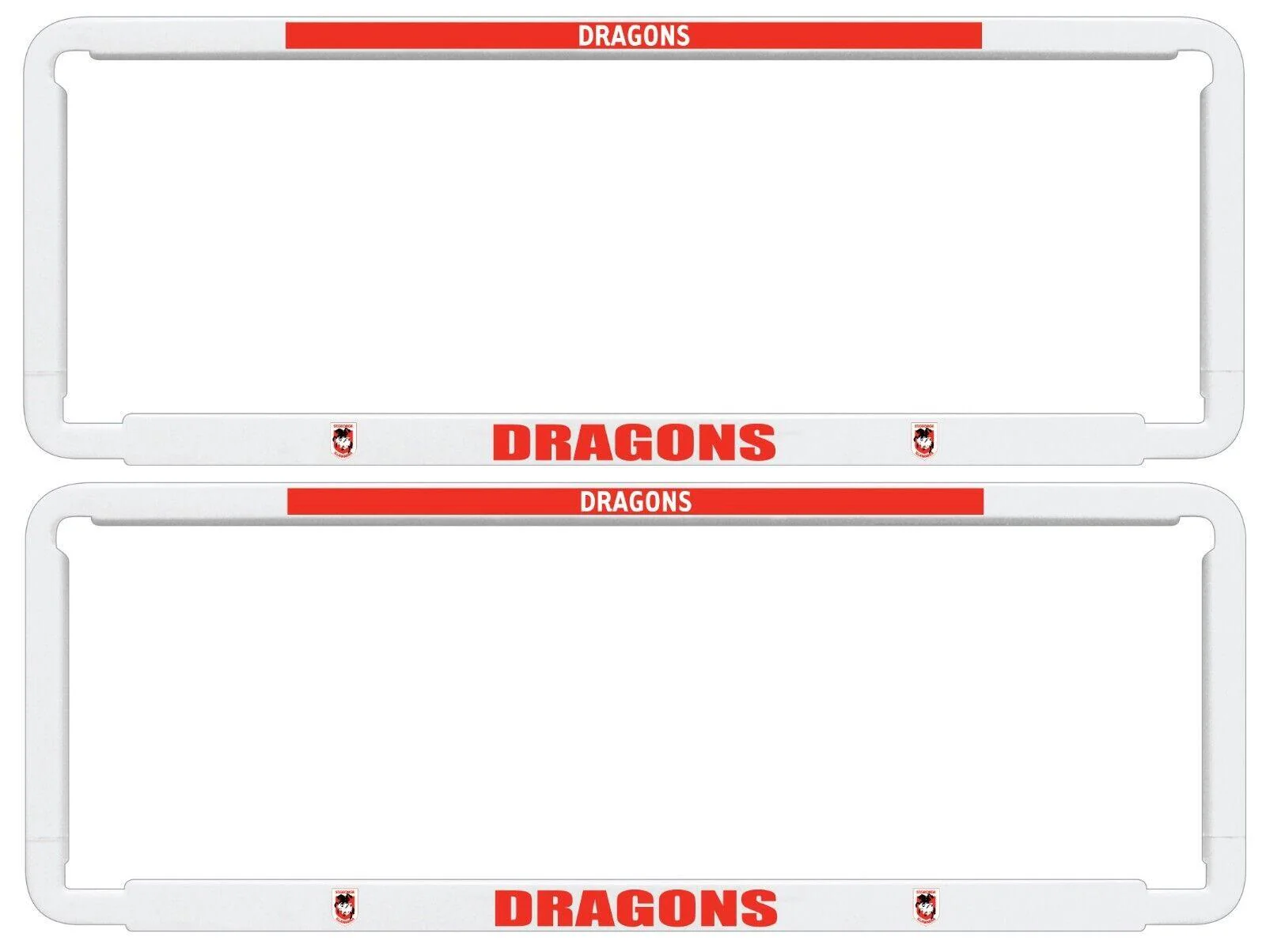 NRL Car Number Plate Frame Set Of Two - St George Illawarra Dragons - Front/Back