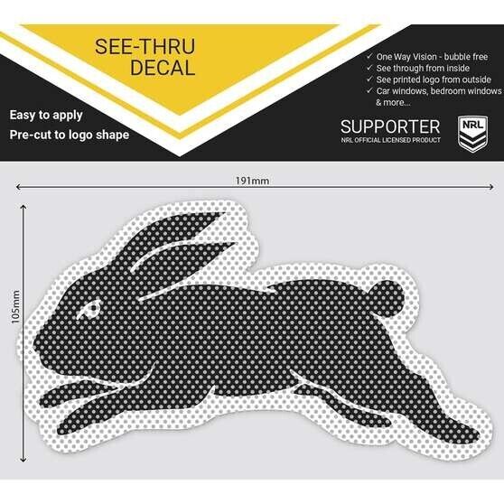 NRL Car UV Decal Sticker - South Sydney Rabbitohs - See Thru - Image 2