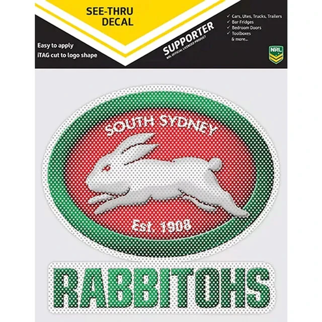 NRL Car UV Decal Sticker - South Sydney Rabbitohs - See Thru - Old Design - Image 2