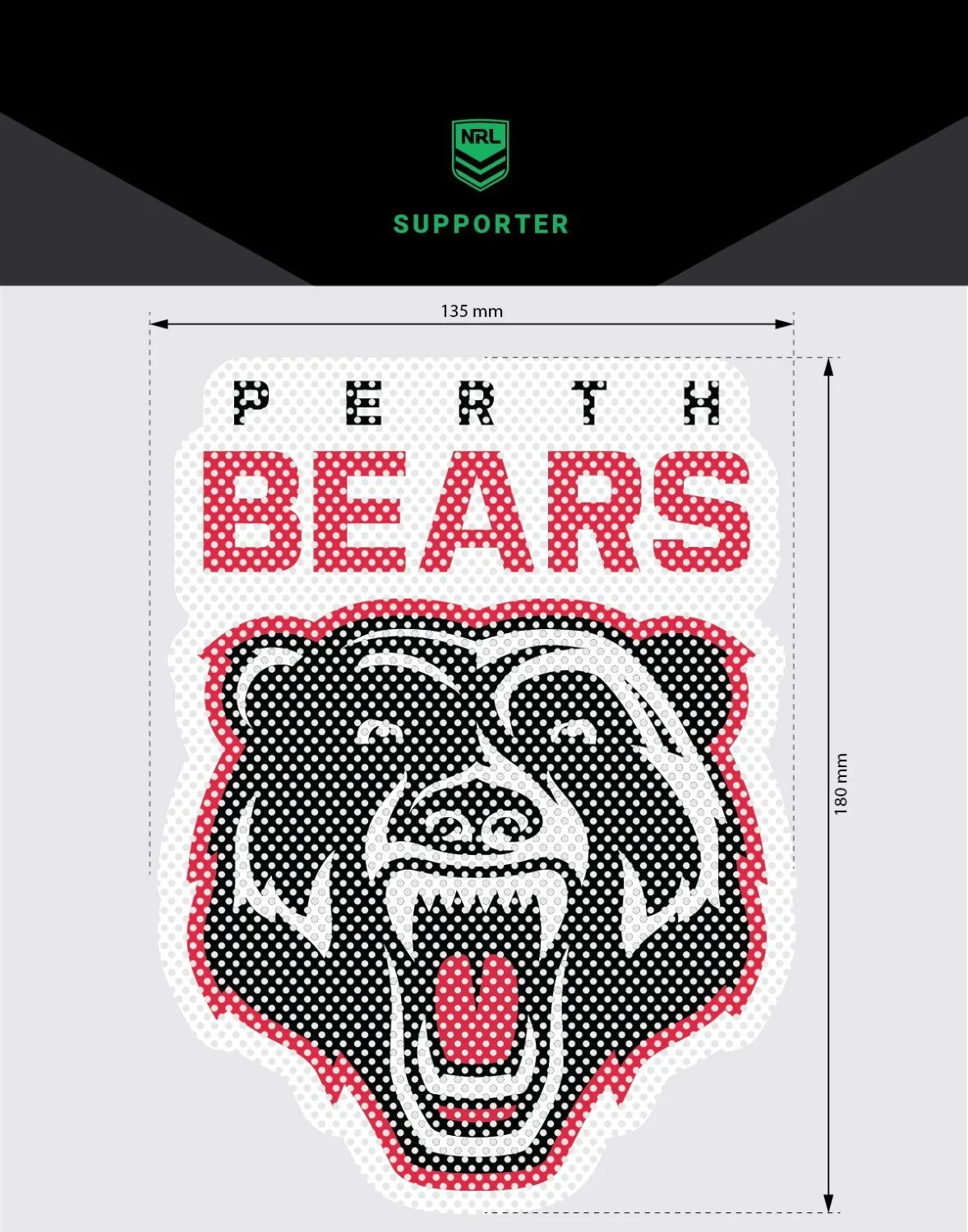 NRL Car UV Rated Decal Sticker  Perth Bears  Size 1318cm  See Thru - Image 2