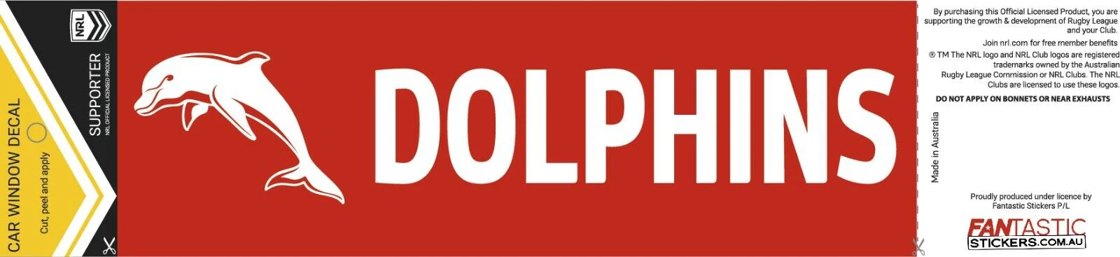 NRL Car Window Decal - Dolphins - Sticker 280mm - Image 2