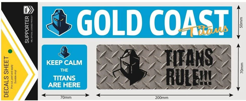 NRL Car Window Decal Set - 3 Stickers - Gold Coast Titans - 280mm - Image 2