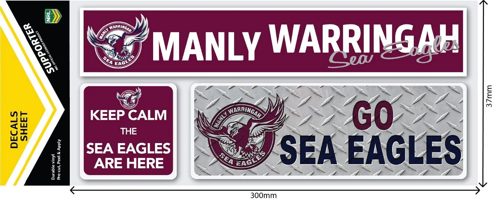 NRL Car Window Decal Set - 3 Stickers - Manly Sea Eagles - 280mm - Image 2