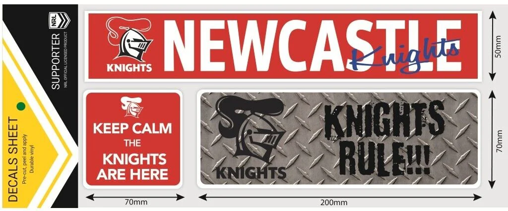 NRL Car Window Decal Set - 3 Stickers - Newcastle Knights - 280mm - Image 2