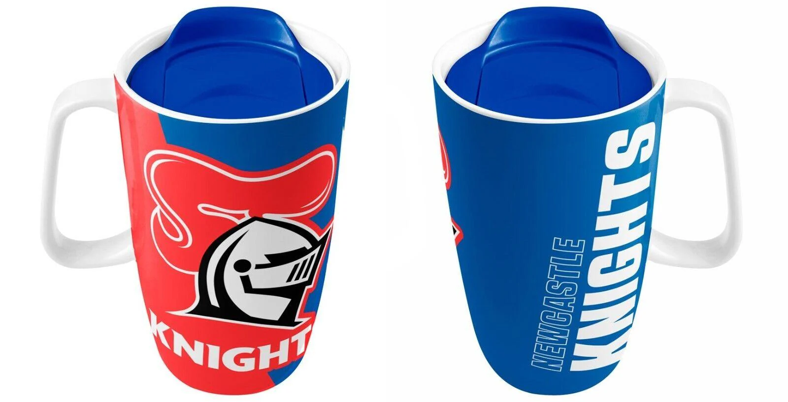 NRL Ceramic Travel Coffee Mug - Newcastle Knights - Drink Cup With Lid - Image 2