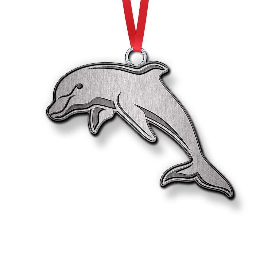 NRL Christmas Metal Ornament - Dolphins - Approx. 70 x 50mm - Image 2