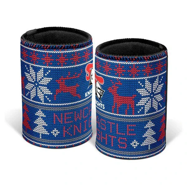NRL Christmas Stubby Cooler - Newcastle Knights - Rubber Base - XMAS