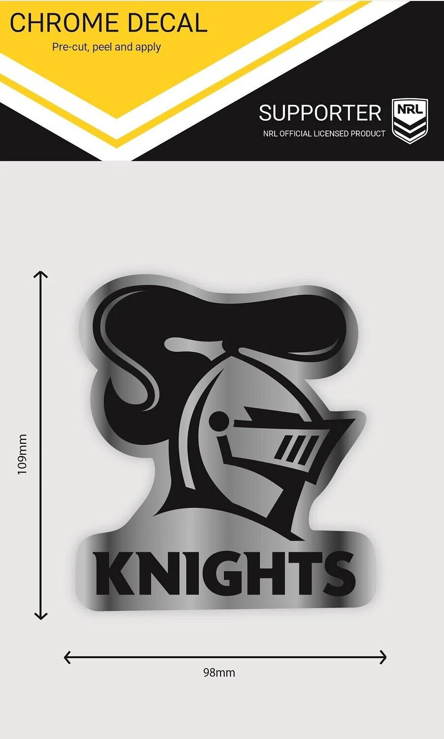 NRL Chrome Decal - Newcastle Knights - Car Sticker 12x12cm - Image 2
