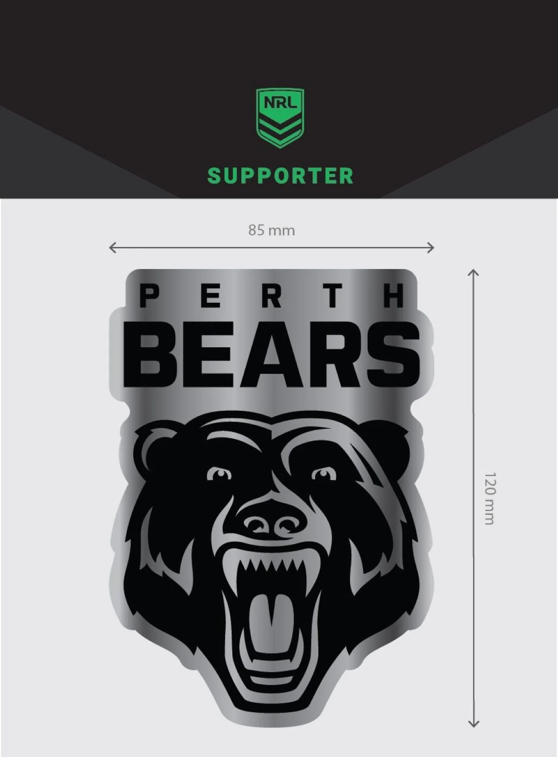 NRL Chrome Decal  Perth Bears  Car Sticker 12x12cm - Image 2