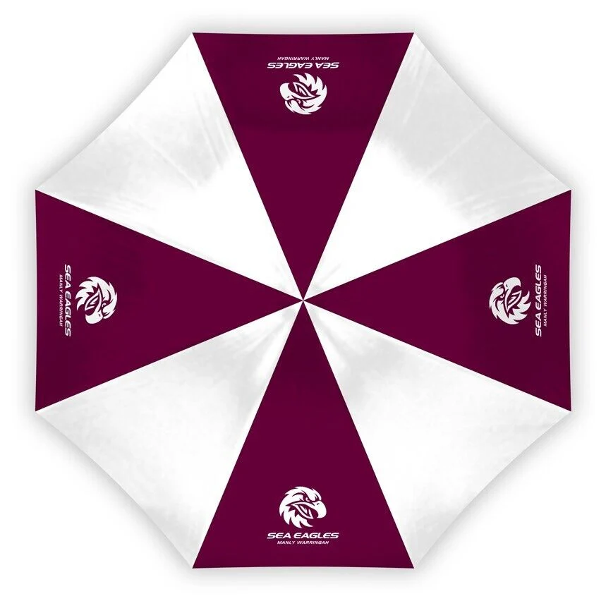 NRL Compact Umbrella - Manly Sea Eagles - Rain - Glovebox - 60cm Length W17cm