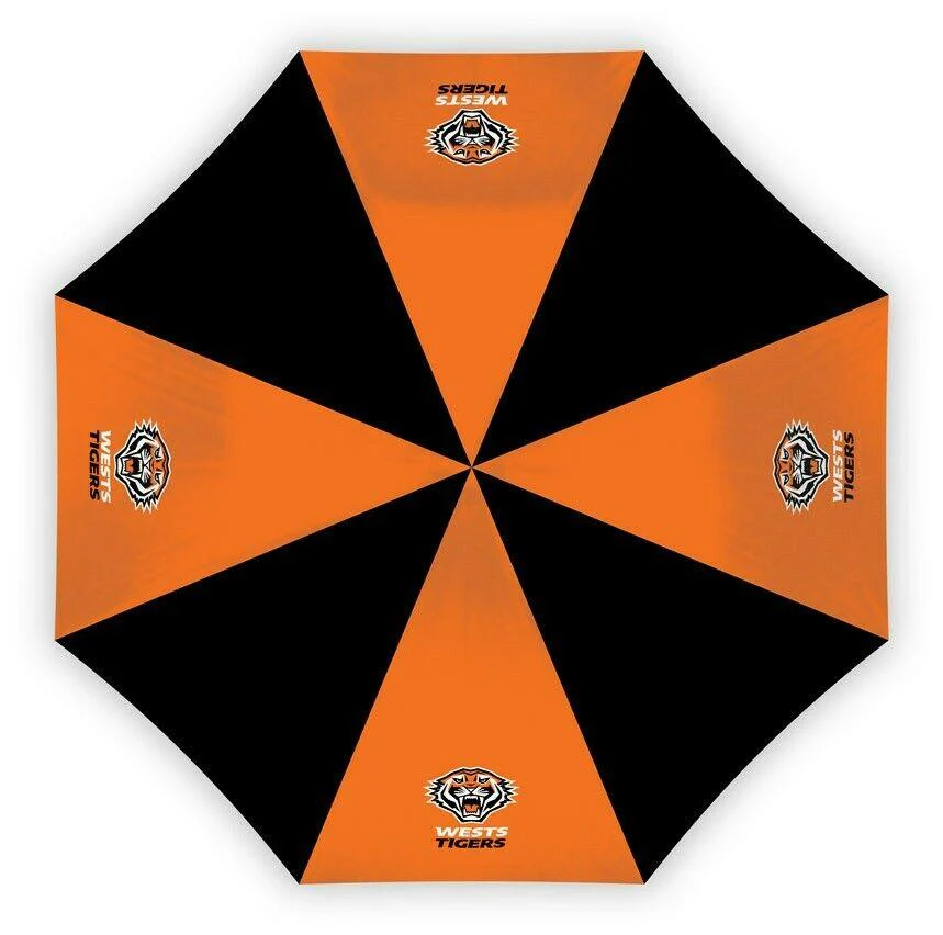 NRL Compact Umbrella - West Tigers - Rain - Glovebox - 60cm Length W17cm