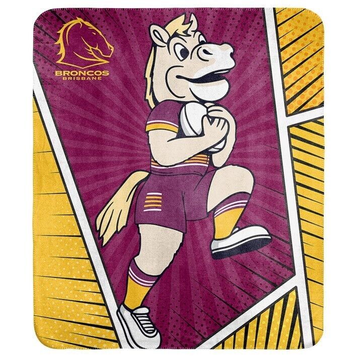 NRL Coral Mascot Blanket - Brisbane Broncos - 150x130cm - Rugby League - Image 2