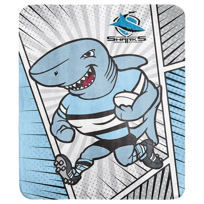NRL Coral Mascot Blanket - Cronulla Sharks - 150x130cm - Rugby League - Image 2