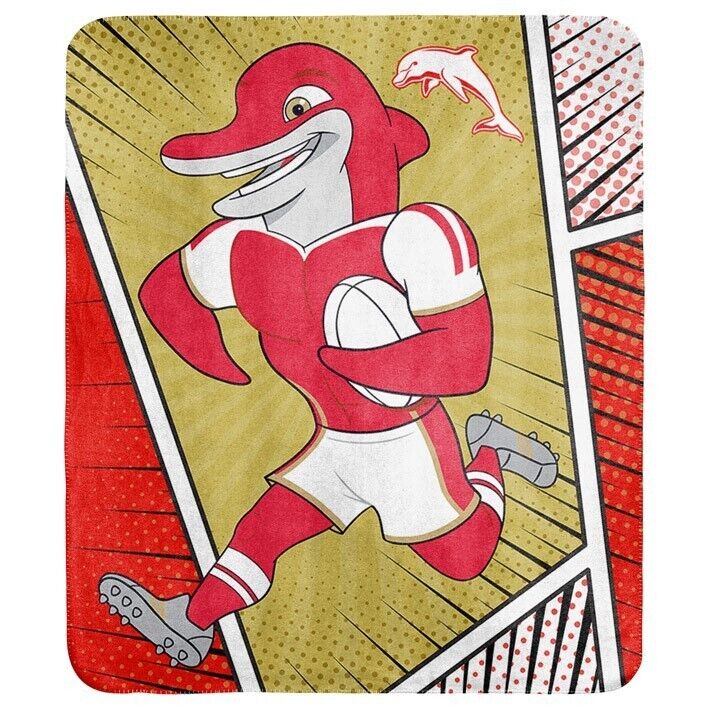NRL Coral Mascot Blanket - Dolphins - 150x130cm - Rugby League - Image 2