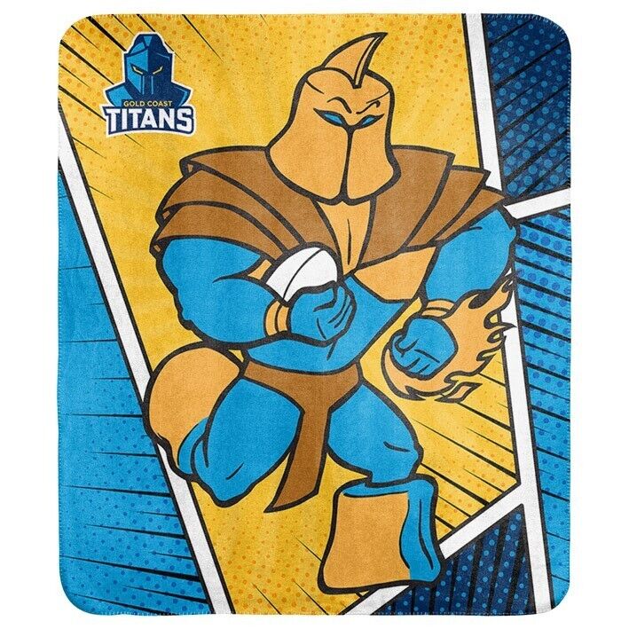 NRL Coral Mascot Blanket - Gold Coast Titans - 150x130cm - Rugby League - Image 2