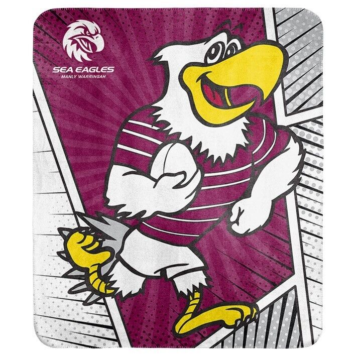 NRL Coral Mascot Blanket - Manly Sea Eagles - 150x130cm - Rugby League - Image 2