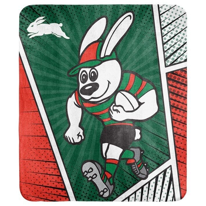 NRL Coral Mascot Blanket - South Sydney Rabbitohs - 150x130cm - Rugby League - Image 2