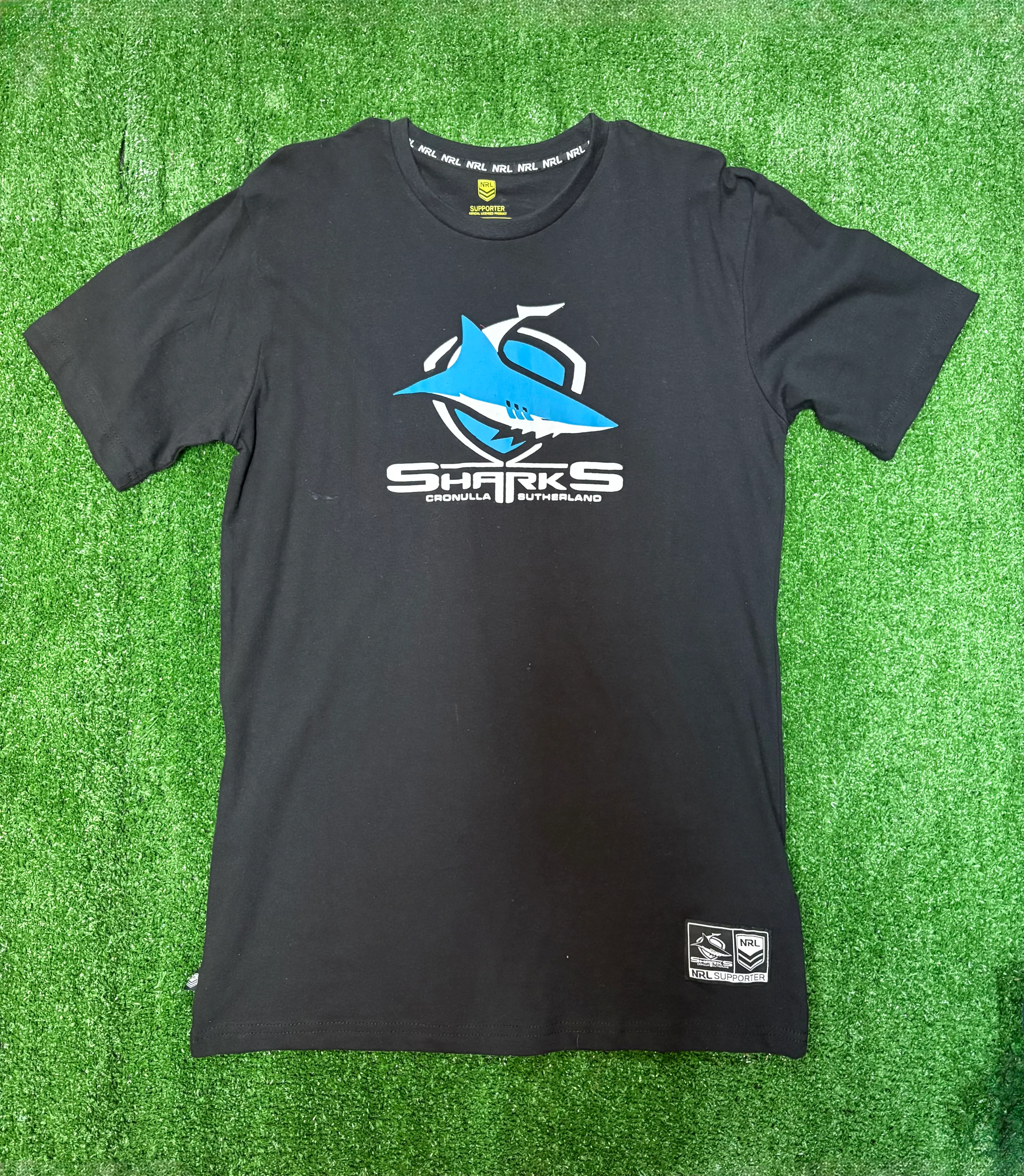 NRL Cotton Logo Tee Shirt - Cronulla Sharks - Mens - Black