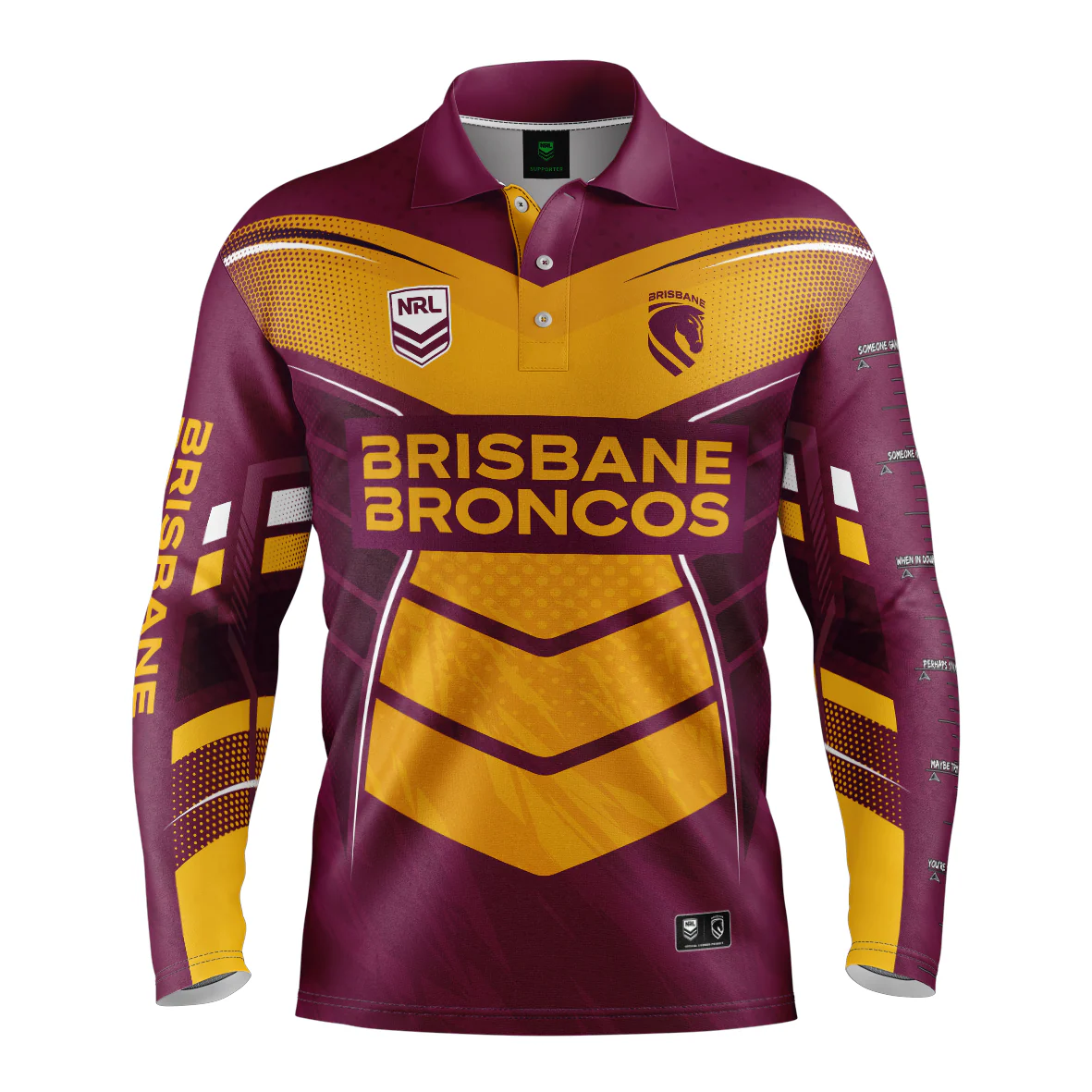 NRL 'Cyber' Fishing Shirt - Brisbane Broncos - Adult - Mens - Polo