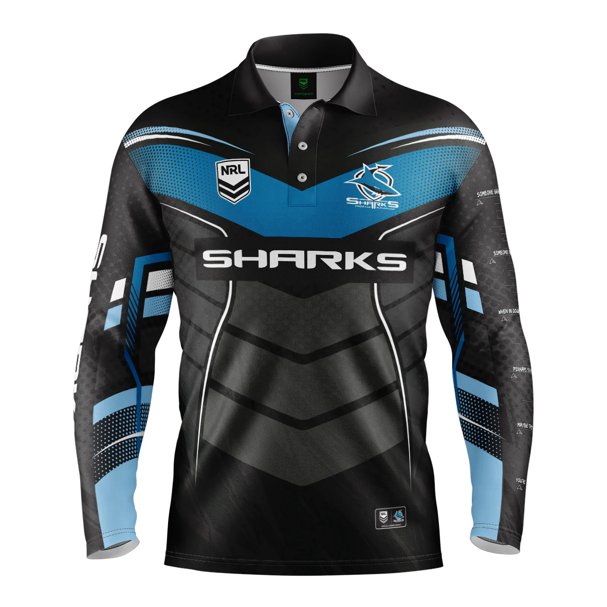 NRL 'Cyber' Fishing Shirt - Cronulla Sharks - Adult - Mens - Polo