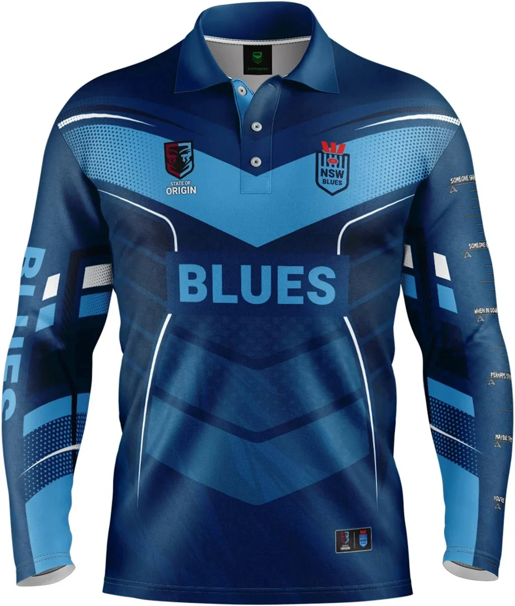 NRL 'Cyber' Fishing Shirt - New South Wales Blues - NSW - Youth - Polo