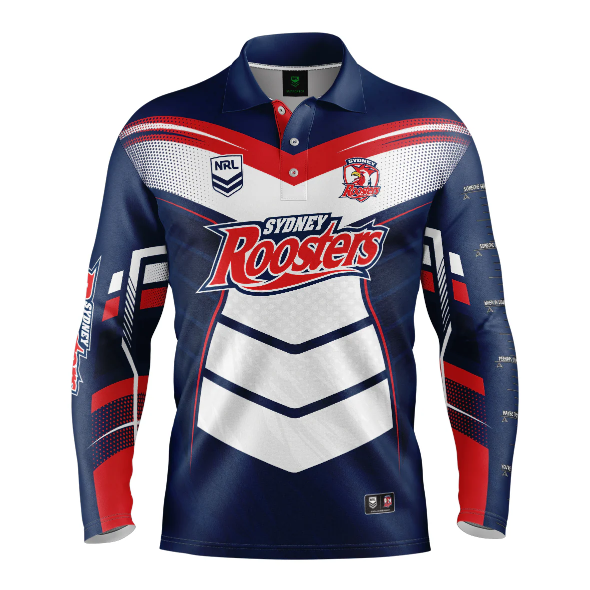 NRL 'Cyber' Fishing Shirt - Sydney Roosters - Adult - Mens - Polo