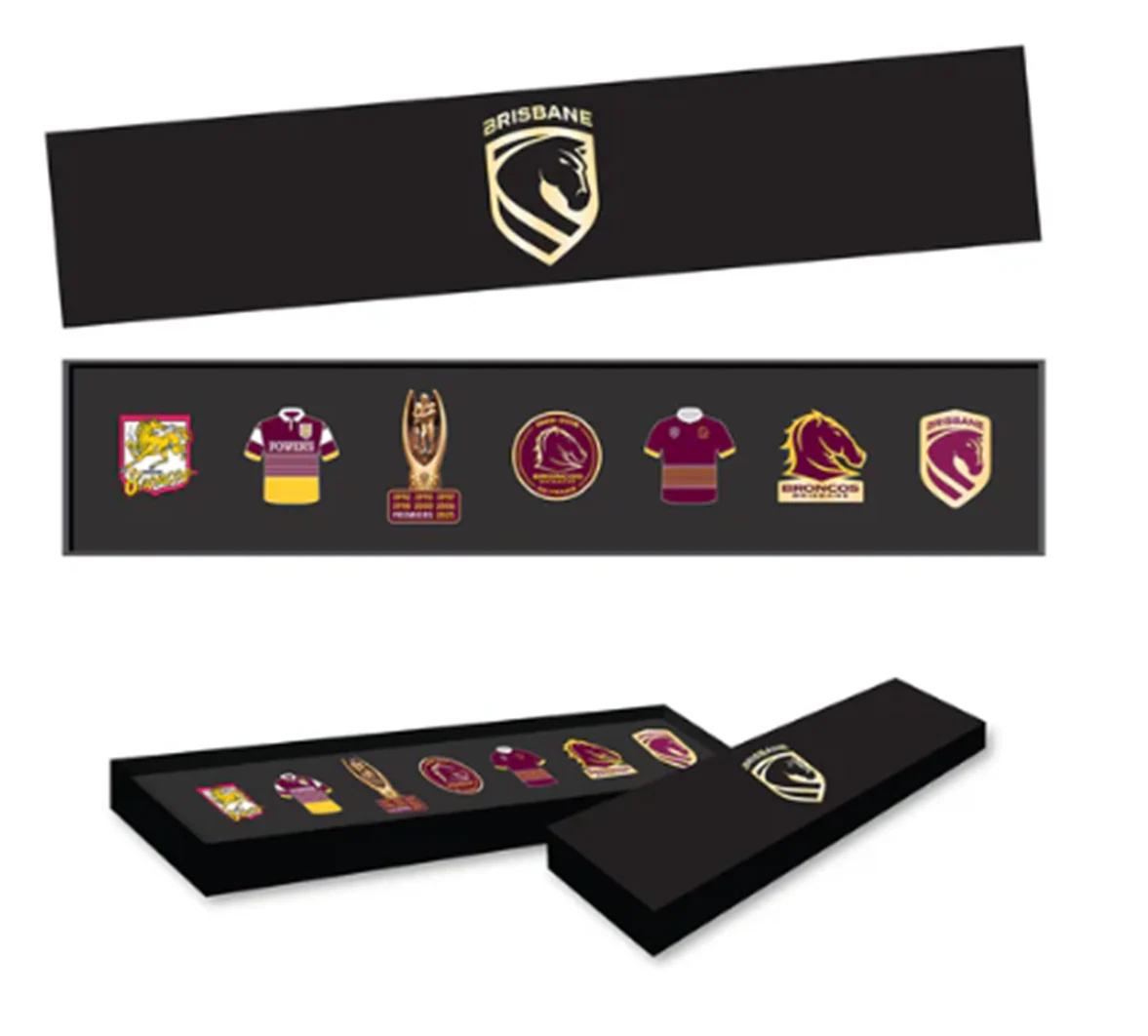 NRL Evolution Pin Set - History Logos - Brisbane Broncos - New Logo - Image 2