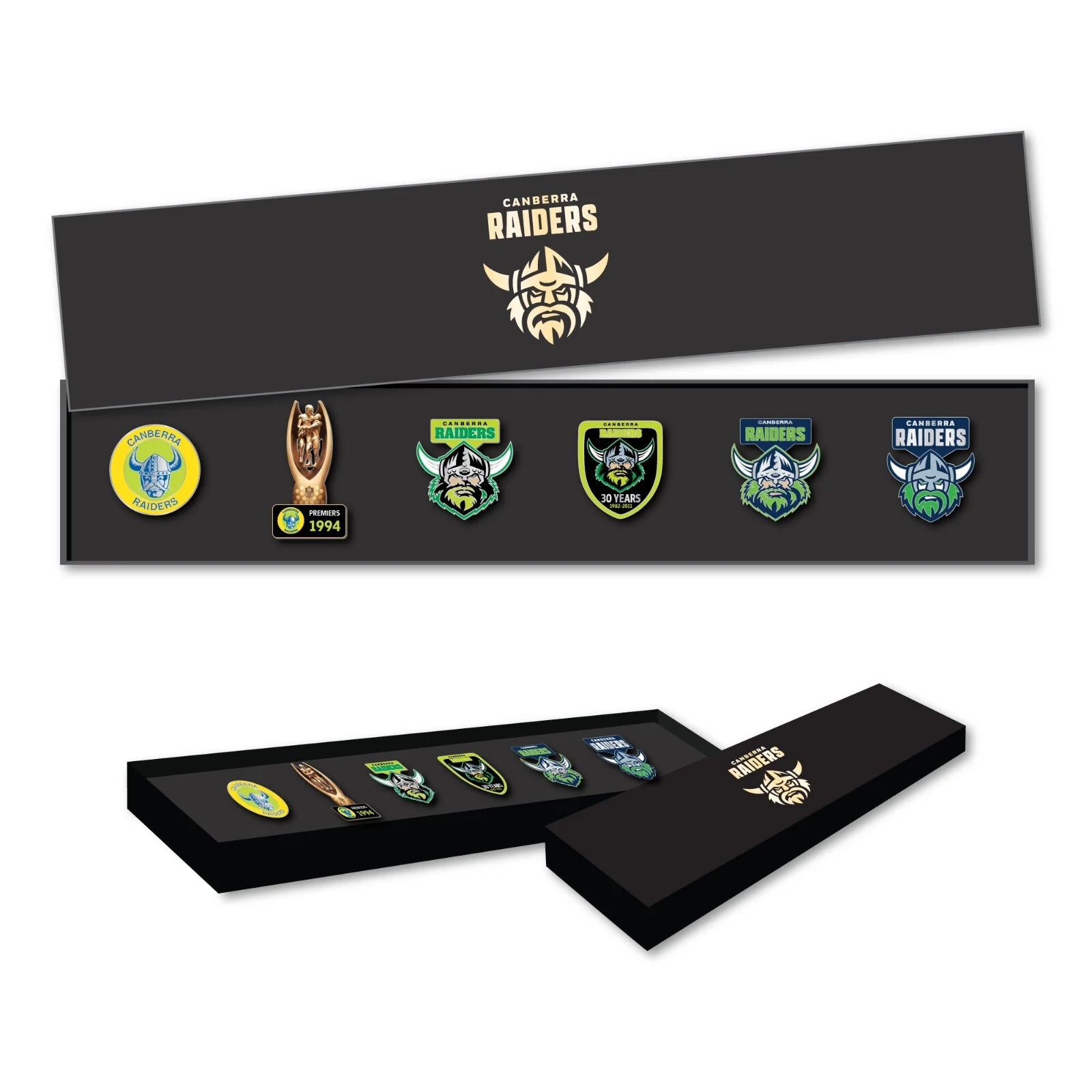 NRL Evolution Pin Set - History Logos - Canberra Raiders