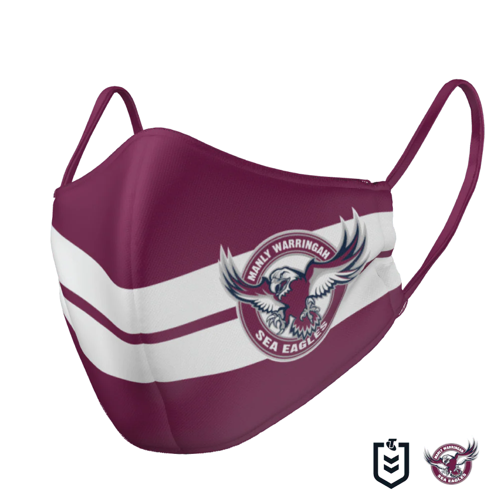 NRL Face Mask - Sea Eagles - Reversible - Washable - Adult Large
