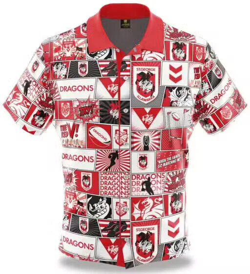 NRL Fanatics Button Up Polo Shirt - St George Illawarra Dragons - Rugby League