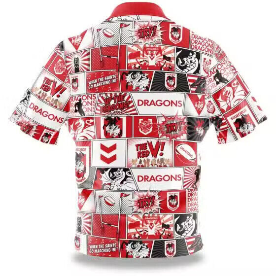 NRL Fanatics Button Up Polo Shirt - St George Illawarra Dragons - Rugby League - Image 2