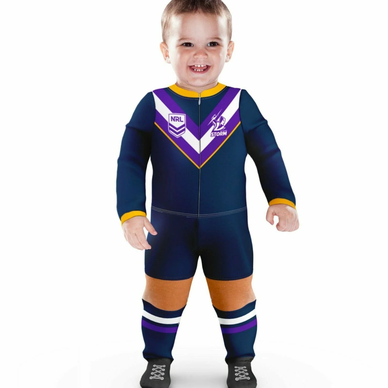 NRL Footy Suit Body Suit - Melbourne Storm - Baby Toddler Infant - Image 3