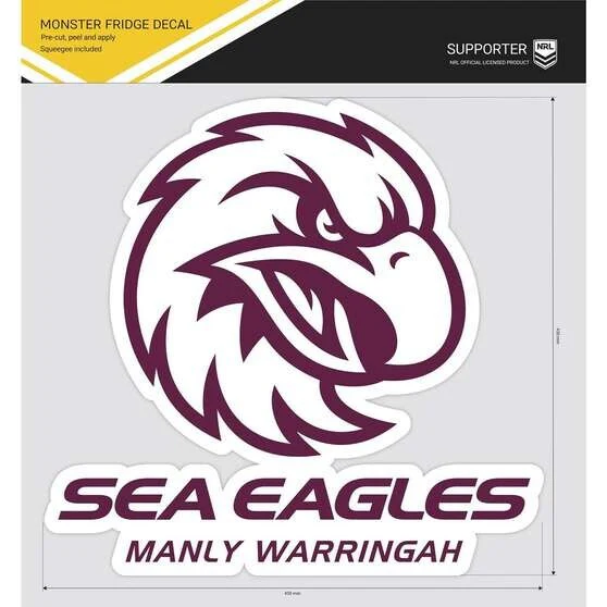 NRL Fridge Decal - Manly Sea Eagles - Team Logo Sticker - 407mm x 456mm - NEW - Image 2