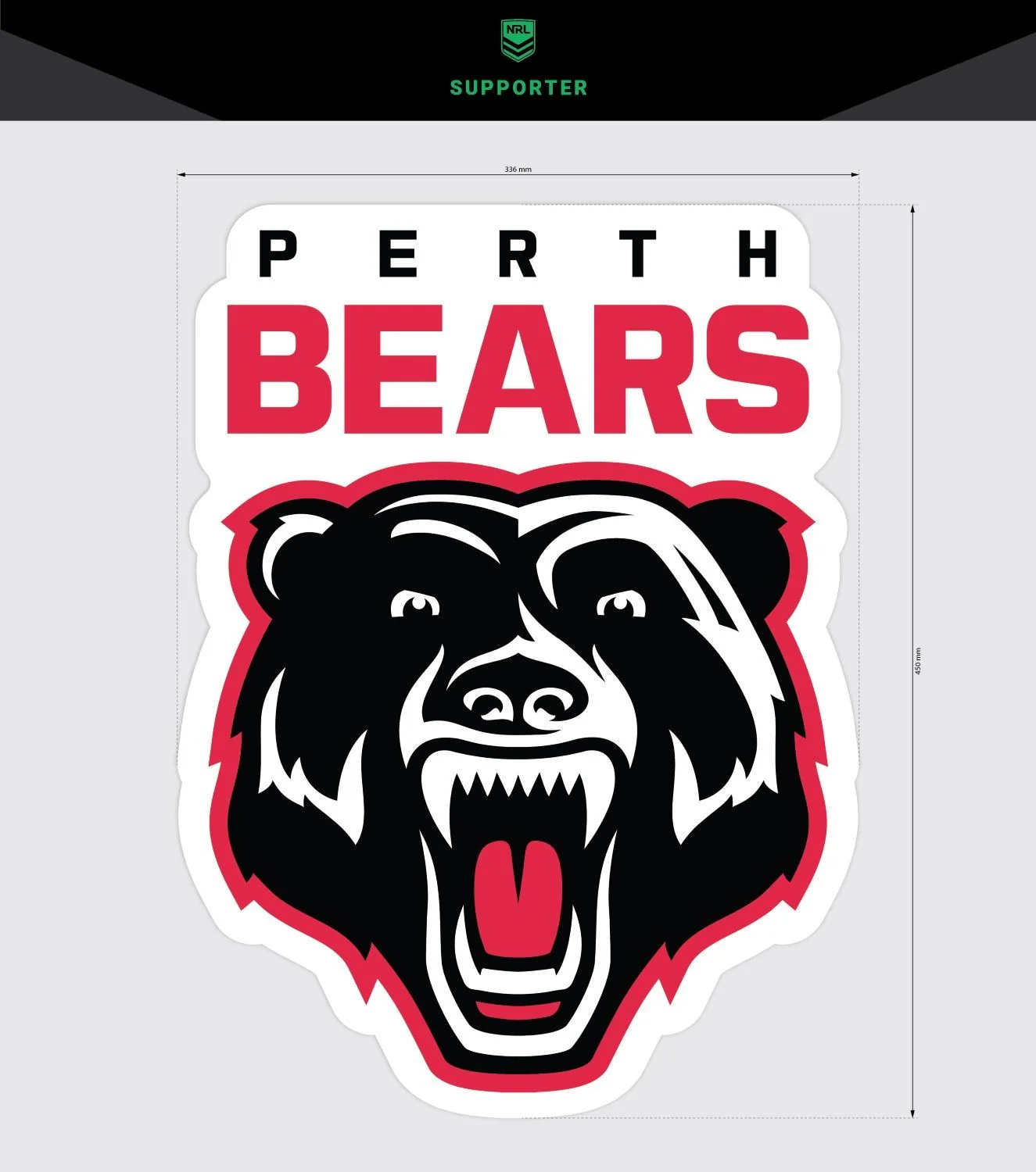 NRL Fridge Decal Perth Bears Team Logo Sticker 458 x 439mm
