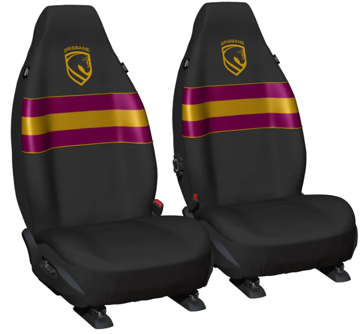 NRL Front Car Seat Covers - Brisbane Broncos - Set Of Two -  One Size Fits All - Image 2
