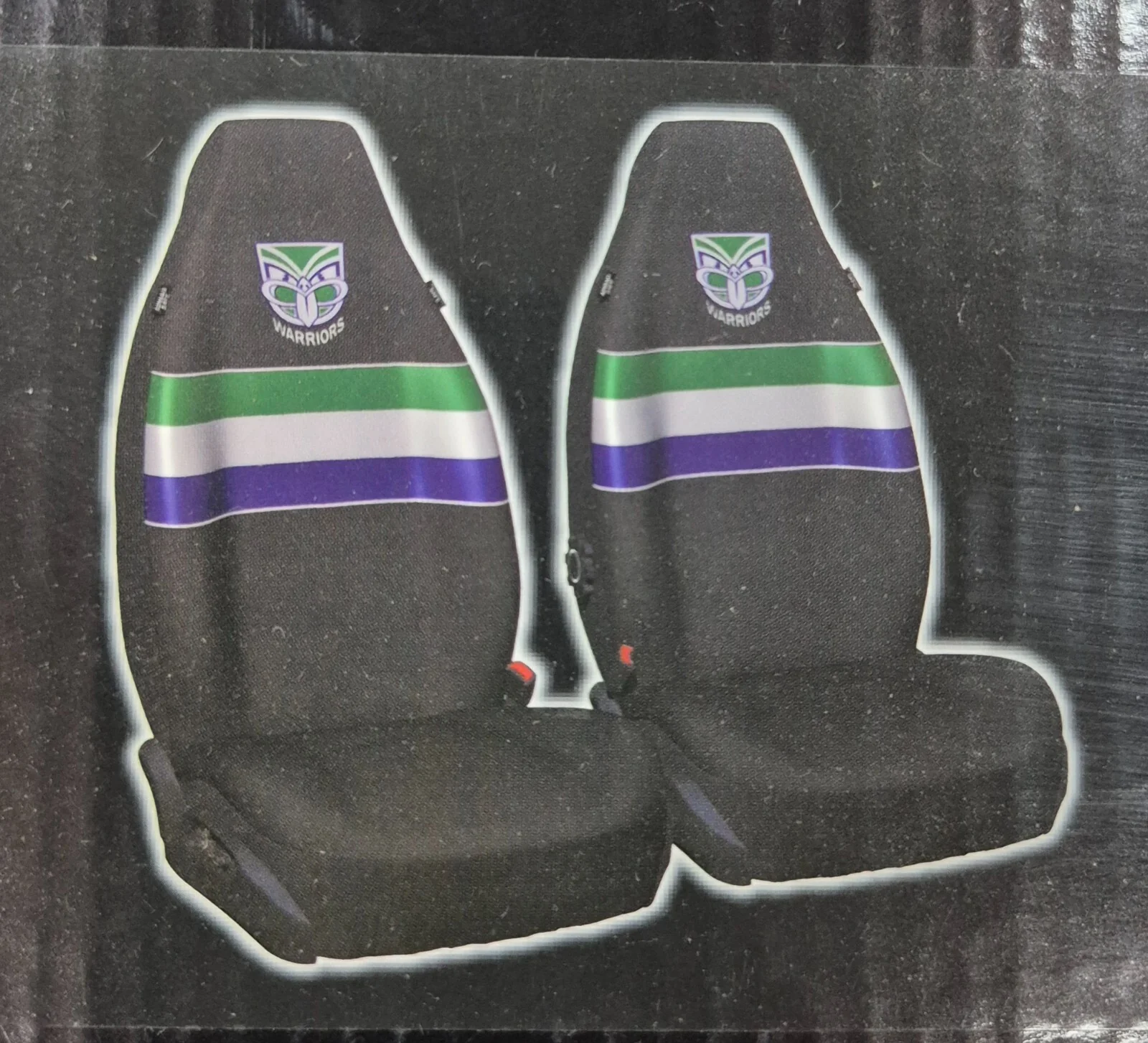 NRL Front Car Seat Covers - New Zealand Warriors - Set Of Two - One Size - Image 2