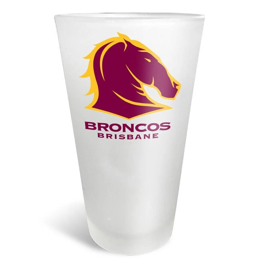 NRL Frosted Conical Glass - Brisbane Broncos - 500ml - Single
