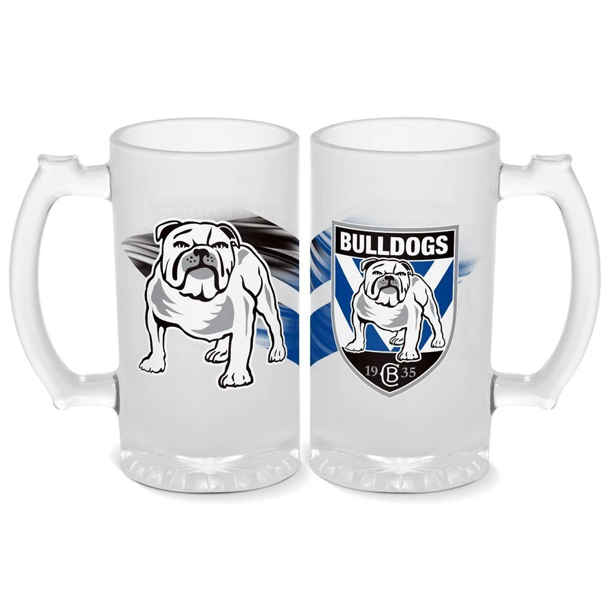 NRL Frosted Stein Glass - Canterbury Bulldogs - 500ml - Drink Cup Mug - Image 2