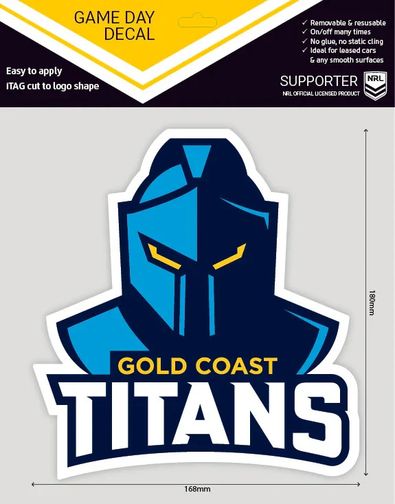 NRL Game Day Decal - Gold Coast Titans - Car Sticker 180mm - Image 2